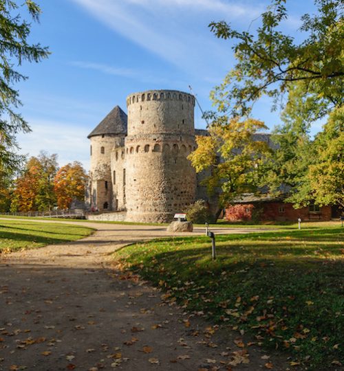 Old castle ruins in Cesis town, Latvia