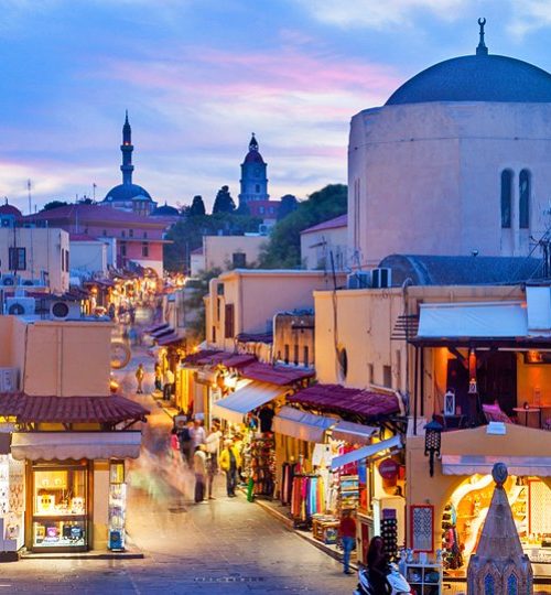 greece-rhodes-town-hippocrates-square-evening