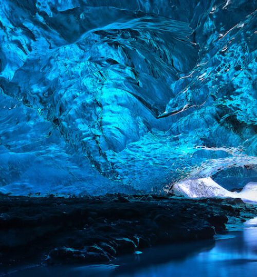 Awesome big ice cave at Vatnajokull glacier, Iceland